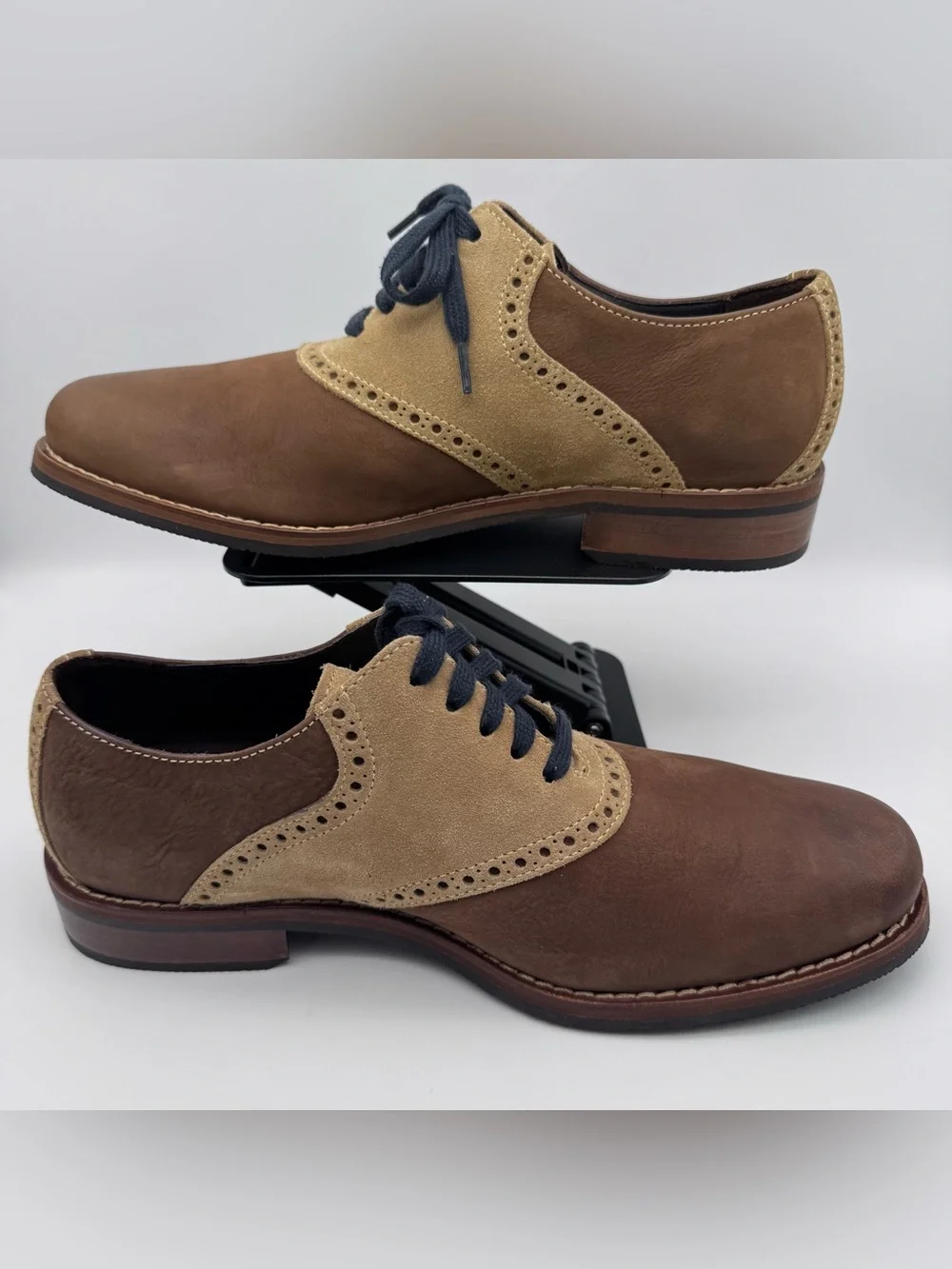 Cole Haan Williams Saddle Oxford Shoes Beige Brown Nubuck Leather Men 9 M